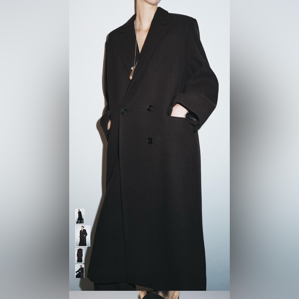 Zara Double-Breasted Dark Brown Coat